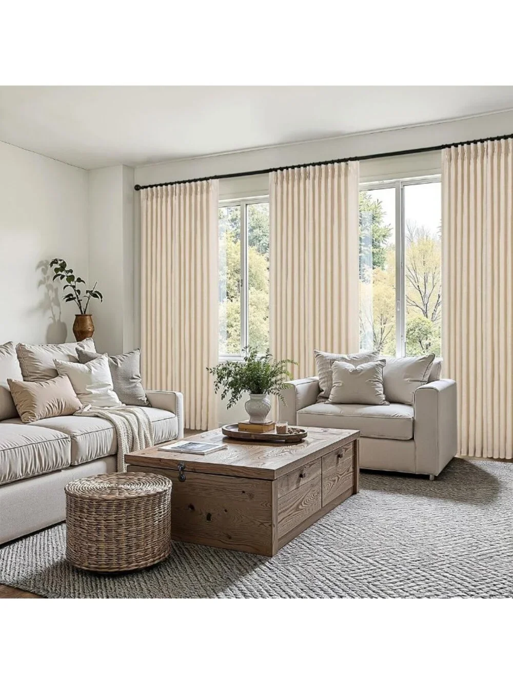 Elegant Semi-Sheer Linen Curtains 102